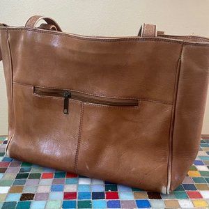 Fabulous large brown leather tote purse bag